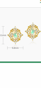 10K Gold Plated 925 sterling silver with Natural Opal Earrings