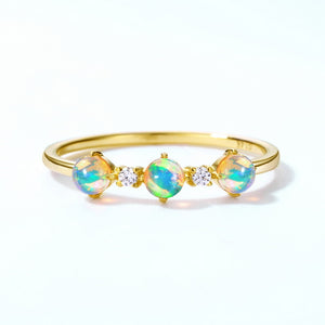 Dorra Jolla 14K Gold Natural Opal 3*3mm Ring