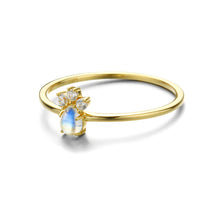 14K Yellow Gold Plated 925 Sterling Silver Moonstone Ring