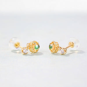 14K Gold Natural Opal Earrings