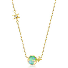 14K Gold Natural Opal Necklace