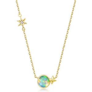 14K Gold Natural Opal Necklace