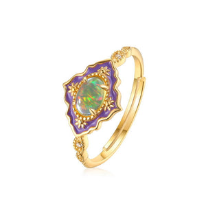 14K Gold Plated 925 Sterling Silver Natural Opal Ring(Ring Only)