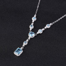 Natural Sky Blue Topaz/natural Garnet/Natural Mystic Quartz 925 Sterling Silver Necklace