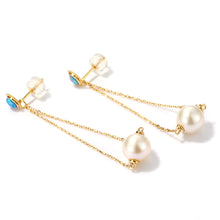 18K Gold Natural Opal & Pearl Earrings