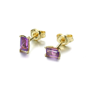 Amethyst 14K Gold Plated 925 Sterling Silver Earrings