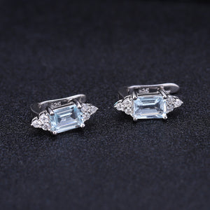 Natural Sky Blue Topaz 925 Sterling Silver Earrings