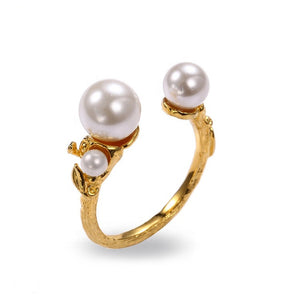 18k Gold Plated S925 Silver Pearl Ring Handmade