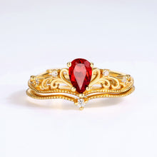 Natural Garnet 14K Gold Plated 925 Sterling Silver Cubic Zirconia Ring