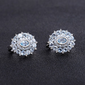 Natural Sky Blue Topaz 925 Sterling Silver Earrings