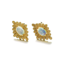 14K Gold Plated 925 Sterling Silver Opal Earrings