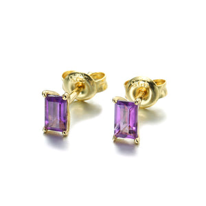 Amethyst 14K Gold Plated 925 Sterling Silver Earrings