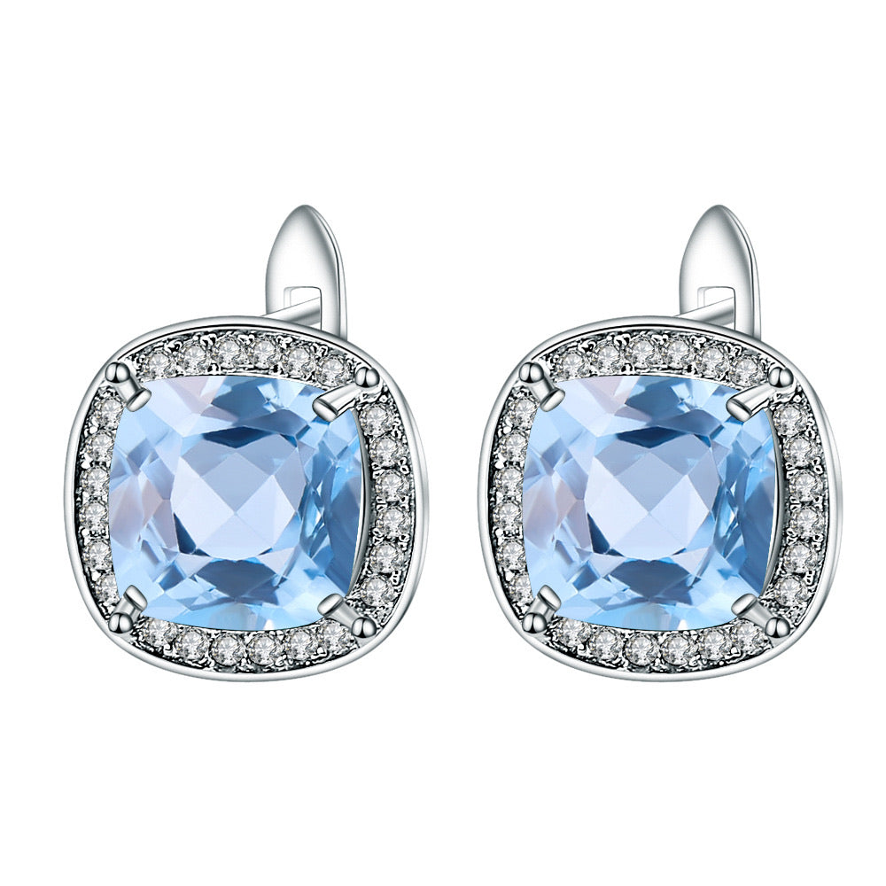 Natural Sky Blue Topaz 925 Sterling Silver Earrings