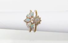 9K Gold Plated 925 Sterling Silver Created Opal Ring