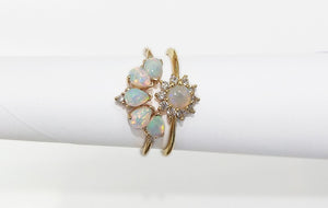 9K Gold Plated 925 Sterling Silver Created Opal Ring