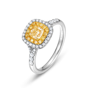 18K White Gold Yellow Diamond Ring