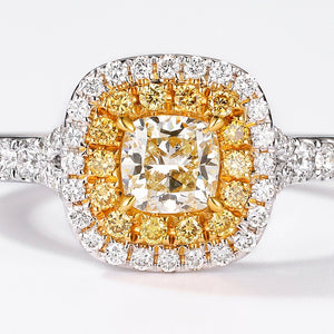 18K White Gold Yellow Diamond Ring
