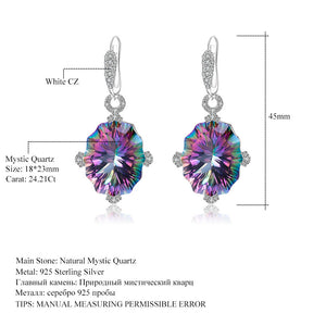 Natural Mystic Quartz Cubic Zirconia 925 Sterling Silver Earrings