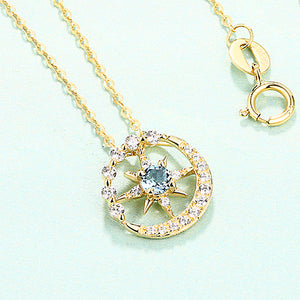 DORRA JOLLA 14K Gold Natural Swiss Blue Topaz Necklace