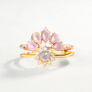 9K Gold Plated 925 Sterling Silver Created Opal Ring