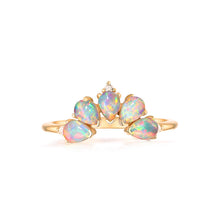 9K Gold Plated 925 Sterling Silver Created Opal Ring