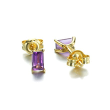 Amethyst 14K Gold Plated 925 Sterling Silver Earrings