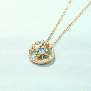 DORRA JOLLA 14K Gold Natural Swiss Blue Topaz Necklace