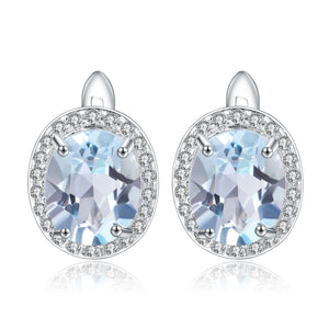 Natural Sky Blue Topaz 925 Sterling Silver Earrings