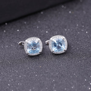 Natural Sky Blue Topaz 925 Sterling Silver Earrings