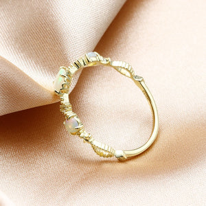 DorraJolla 9K Gold Natural Opal and White Topaz Ring