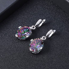 Natural Mystic Quartz Cubic Zirconia 925 Sterling Silver Earrings