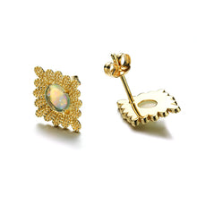 14K Gold Plated 925 Sterling Silver Opal Earrings