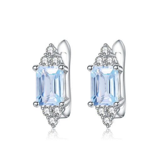 Natural Sky Blue Topaz 925 Sterling Silver Earrings