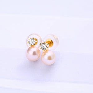 DorraJolla 14K Gold Freshwater Pearl Cubic Zirconia Earrings