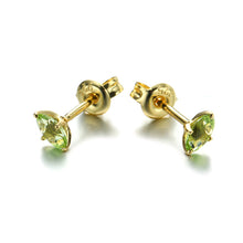 Green Olive Crystal 14K Gold Plated 925 Sterling Silver Earrings