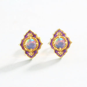 14K Gold Plated 925 Sterling Silver Natural Opal Earrings