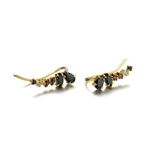 14K Gold Plated 925 Sterling Silver Black Brown Cubic Zirconia Earrings