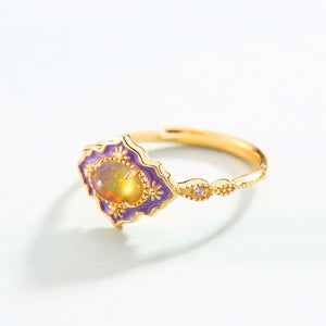 14K Gold Plated 925 Sterling Silver Natural Opal Ring(Ring Only)