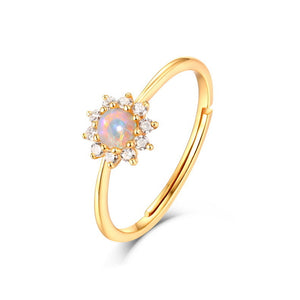 14K Gold Plated Opal Natural Topaz Cubic Zirconia Ring