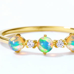 Dorra Jolla 14K Gold Natural Opal 3*3mm Ring