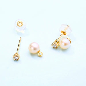 DorraJolla 14K Gold Freshwater Pearl Cubic Zirconia Earrings