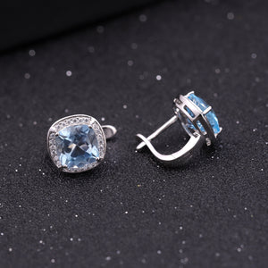 Natural Sky Blue Topaz 925 Sterling Silver Earrings