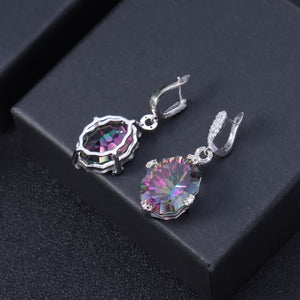 Natural Mystic Quartz Cubic Zirconia 925 Sterling Silver Earrings