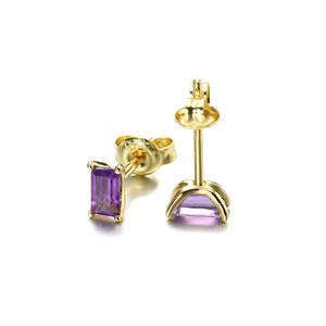 Amethyst 14K Gold Plated 925 Sterling Silver Earrings