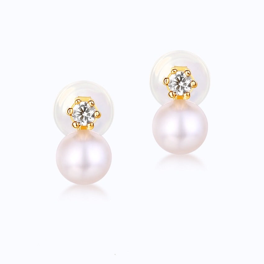 DorraJolla 14K Gold Freshwater Pearl Cubic Zirconia Earrings