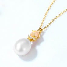 14K Gold Natural Pearl&Opal Necklace