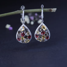 Natural Smoky Quartz/Garnet/Citrine 925 Sterling Silver Earrings