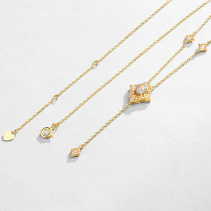 9K Gold Plated Natural Opal Cubic Zirconia Necklace