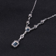 Natural Sky Blue Topaz/natural Garnet/Natural Mystic Quartz 925 Sterling Silver Necklace