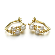 14K Gold Plated 925 Sterling Silver Freshwater Pearl Earrings